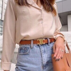 Celine Medium Triomphe Belt in Brown